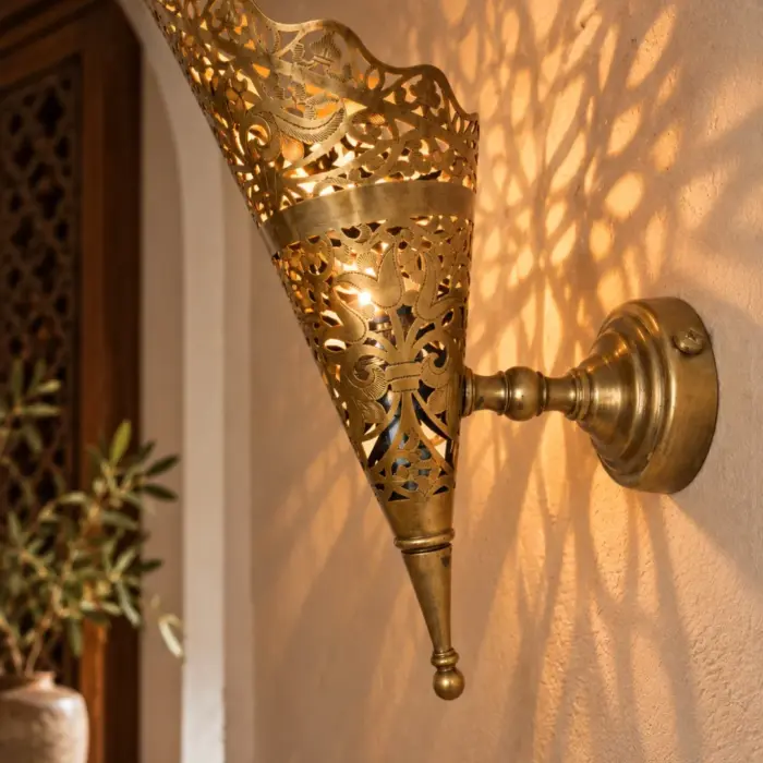 Atlas Glow Handcrafted Moroccan Brass Wall Sconce