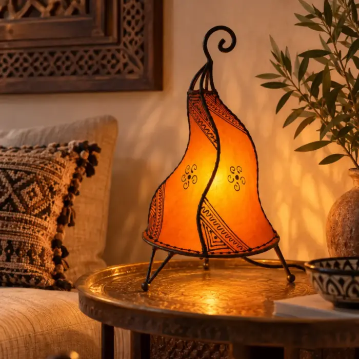 Marrakech Henna Hand-Painted Leather Table Lamp