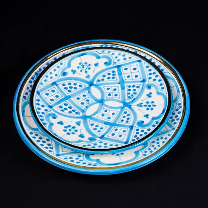 Fes Azure Blue & White Hand-Painted Ceramic Plate